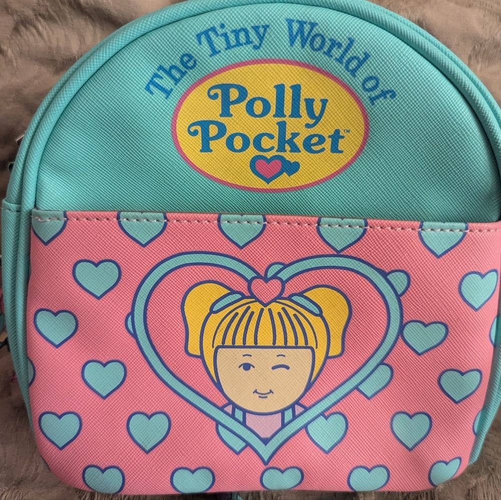 Vintage Style Polly Pocket Mini Backpack Bag Turquoise Pastel Mattel - Picture 2 of 9